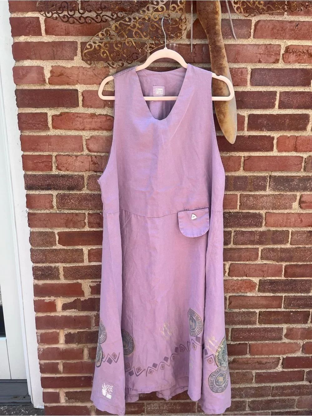 Blue Fish Hand Painted Linen Dress